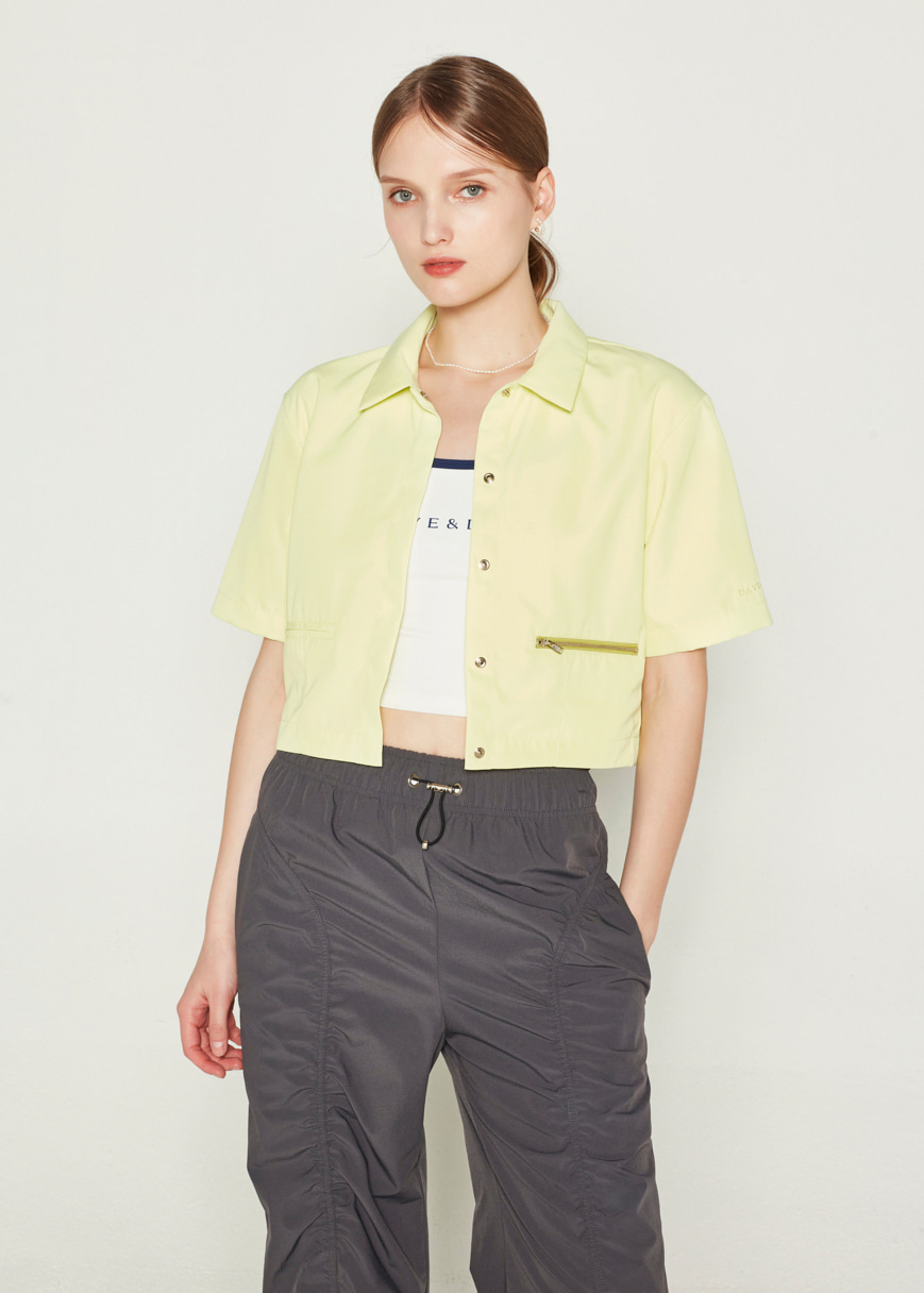 CROP WOVEN JACKET (LIME)